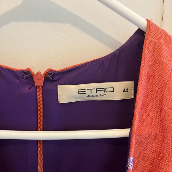 Etro A-Line V-Neck Purple Printed Dress Knee Length NWOT - Picture 3 of 6
